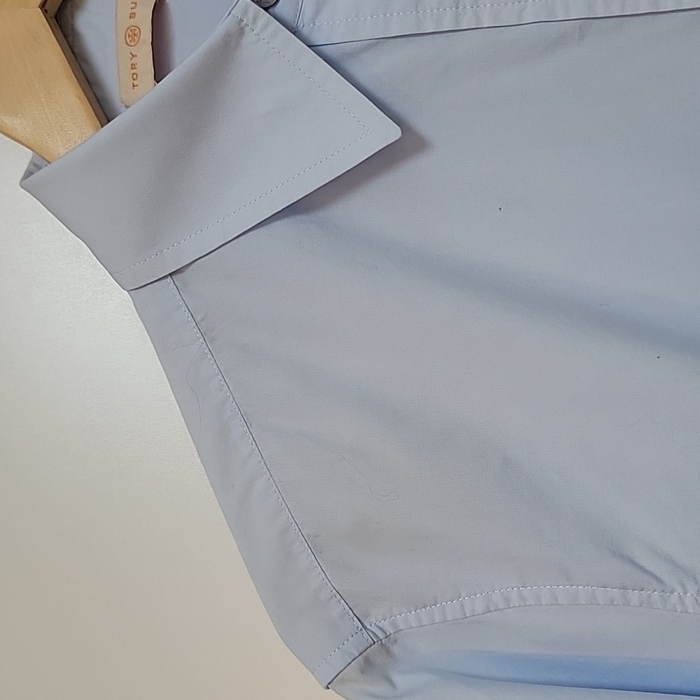 Tory Burch Light Blue Button Down Shirt with Gold Embroidery - Picture 7 of 16